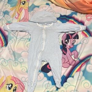 Striped Blue and White Baby Set